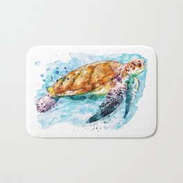 Sea Turtle Bath Mat | Seaturtle, Wildlife, Reptiles, Seaanimal, Seaturtles, Splashes, Aquarelle, Seaanimals, Walldecor, Watercolorpainting 