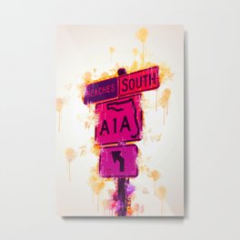 A1A South Florida Metal Print | A1Asouth, Florida, Street, Outdoors, Colorful, Summer, Miami, Artwork, Usa, Beach 