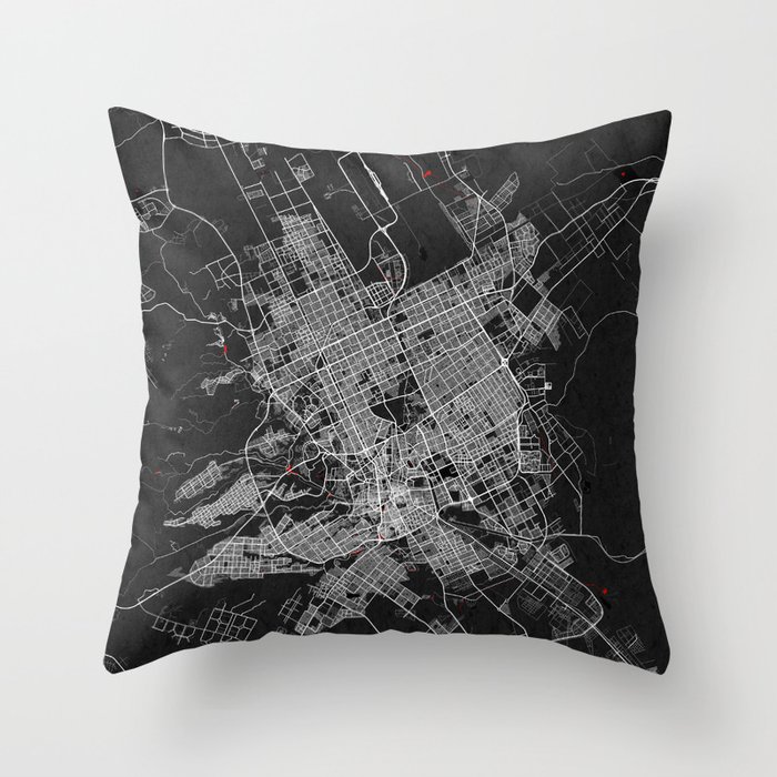 Riyadh City Map of Saudi Arabia Oriental Throw Pillow by deMAP Studio