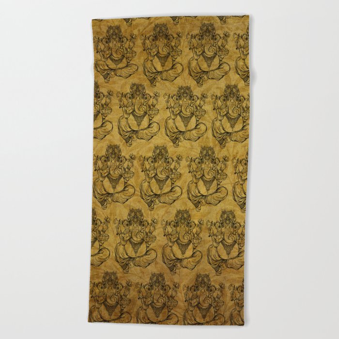 Vintage Ganesh print Beach Towel