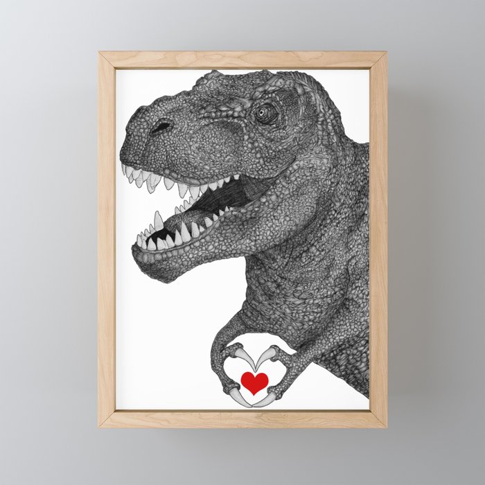T-rex Love Framed Mini Art Print