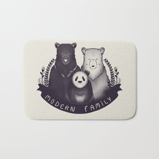 Modern Bear Family Bath Mat