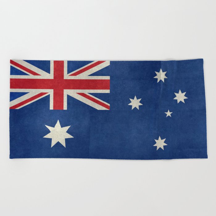 The National flag of Australia, retro textured version (authentic scale 1:2) Beach Towel