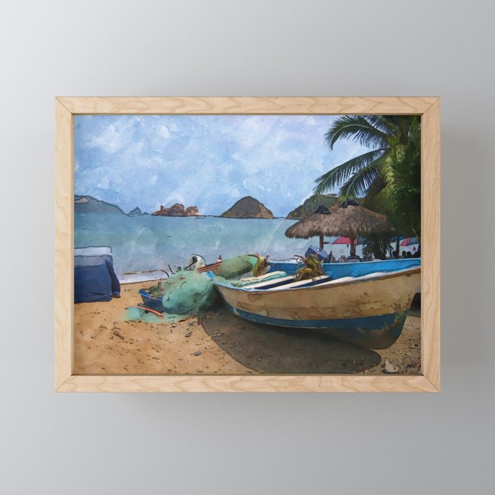 Fish Boat in Mexico Framed Mini Art Print