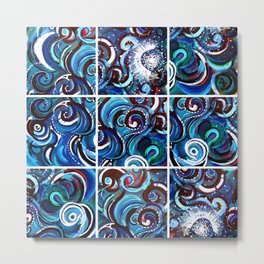 Happy Medley Remix (1) Metal Print | Pattern, Mixed Media, Swirls, Brushstrokes, Happy, Sea, Collage, Blue, Abstract, Thoughts 