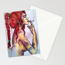 Redheaded Woman with Tattoos Stationery Cards