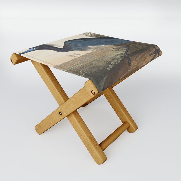 Blue Crane or Heron from Birds of America (1827) by John James Audubon  Folding Stool