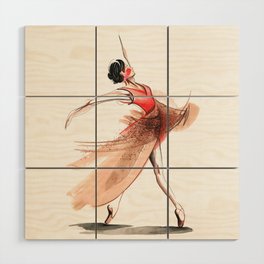 Original Expressive Dance Drawing Wood Wall Art