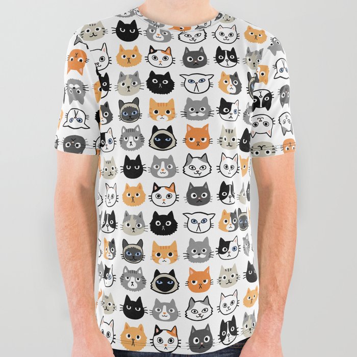 Cute Cats Assorted Kitty Cat Faces Fun Feline Drawings All
