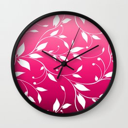 FLOWERY VINES | fuchsia white Wall Clock | Abstract, Nature, Pattern, Graphic Design 