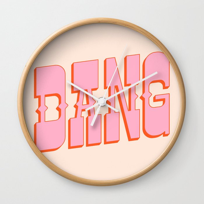 DANG - western style saloon font in retro mod colors (bright pink and orange) Wall Clock