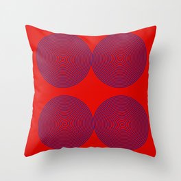 Double hypnosis spiral Dark Blue and Red Throw Pillow