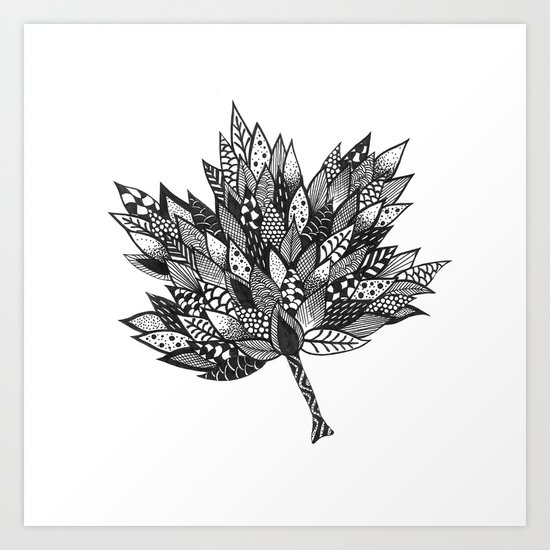 Zentangle Leaf Art Print