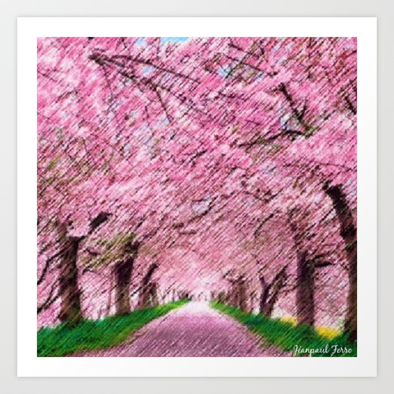 Cherry Blossoms On An Old New England Back Road Landscape Painting
