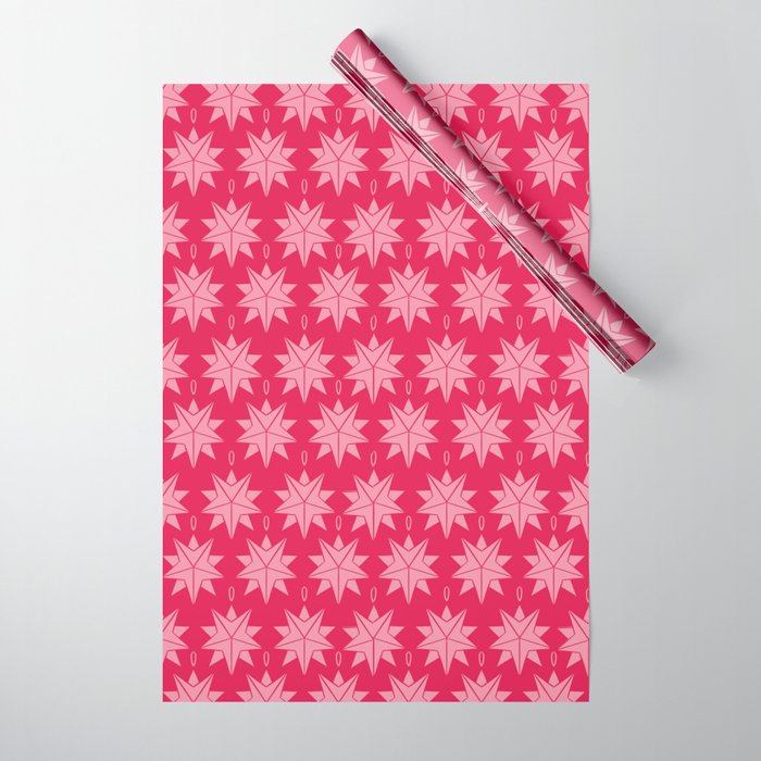 Ornament Stars Pink Wrapping Paper