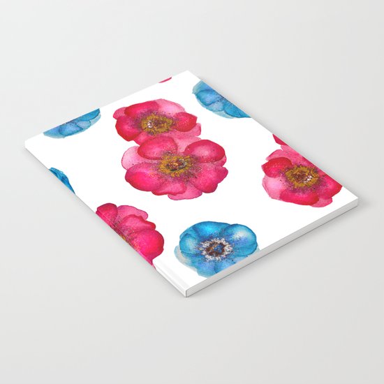 Pink and blue Anemones pattern Notebook