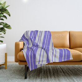 [ Thumbnail: Light Grey and Slate Blue Colored Striped Pattern Throw Blanket ]