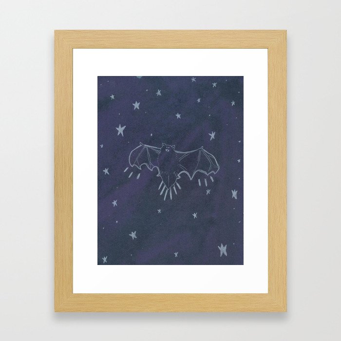 Long Tailed Bat in Night Sky Framed Art Print