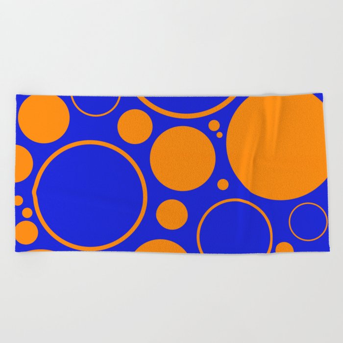 Bubbles And Rings In Orange And Blue Beach Towel