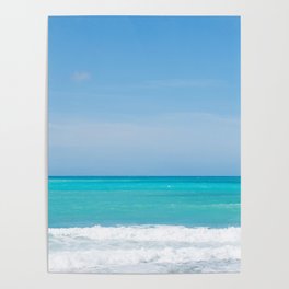 Beautiful azure sea and waves, Tyrrhenian sea in Tuscany, Italy Poster