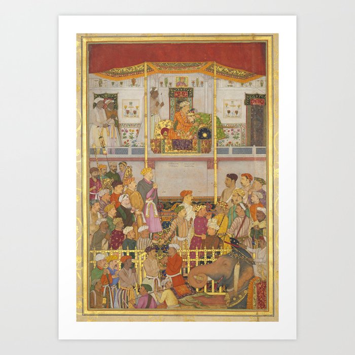 Indian Masterpiece: Jahangir Receives Prince Khurram at Ajmer on His Return from the Mewar Campaign by Balchand  Art Print