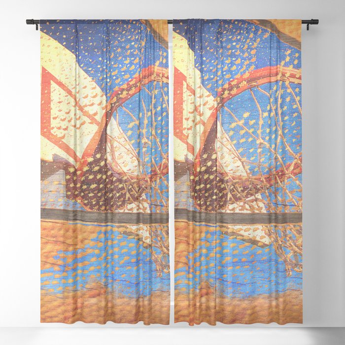 Basketball Hoop On Basketball Art Sheer Curtain By Takumipark Society6