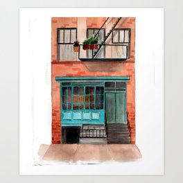 New York watercolor house front Art Print