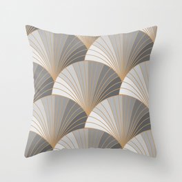 Grey elements with gold outline. seamless pattern. Art deco style. Vintage wallpaper. Throw Pillow