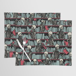 Bookish Public Library Skeleton Goth Librarian Books Pattern Placemat
