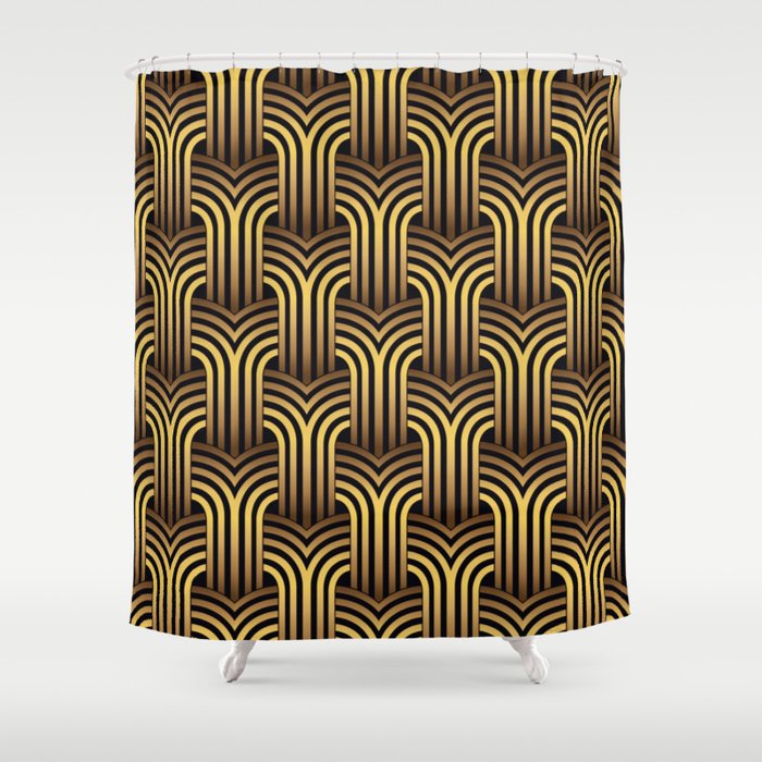 Art Deco wallpaper. Geometric striped ornament. Digital Illustration Background. Shower Curtain