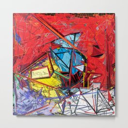 The Intricate Scaffolding of the Subconscious Mind, digital abstract art Metal Print | Blue, Colorful, Redandyellow, Abstract, Pop Art, Mural, Blueandlilac, Abstractred, Vibrant, Energetic 