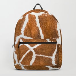 Giraffe skin texture, animal print Close-up view Backpack