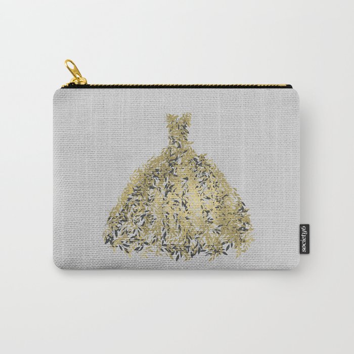 Grey & Gold Leaf Botanical Dress Carry-All Pouch