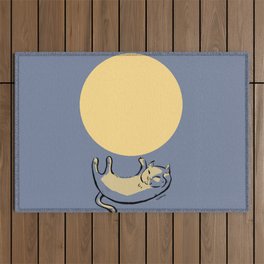 Full Moon Cat Outdoor Rug