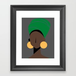 Abstract woman with green turban Framed Art Print