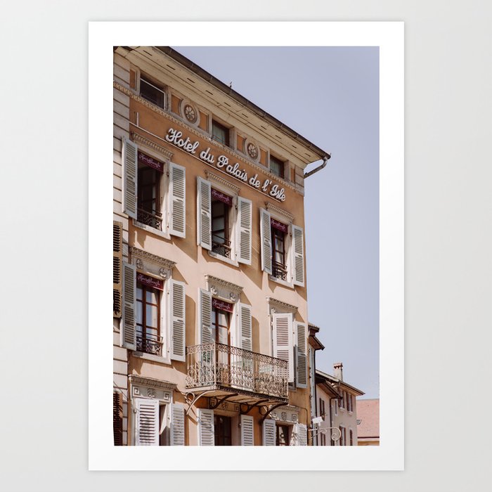 French architecture | Pastel Hotel Annecy France | Travel Photography Art Print