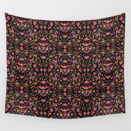 Colorful Mexican Pattern (Black Background) Wall Tapestry
