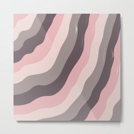 Rosy Flamingo Color Combination Abstract Wavy Stripes 3D Pattern Metal Print