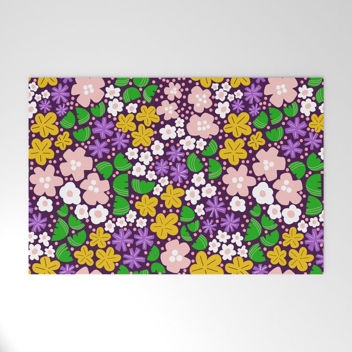 Purple Flower Bloom Welcome Mat