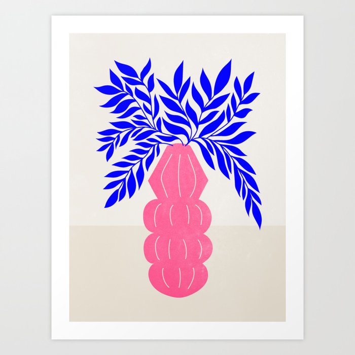 Ruby Pink Vase & Electric Leaves: Vases & Stuff 01 Art Print