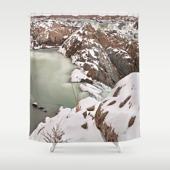 Winter Jade Falls Shower Curtain By Somadjinn Society6