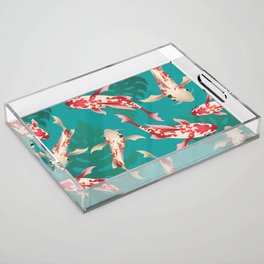 Mysterious coi Acrylic Tray | Acvarium, Greenpattern, Graphicdesign, Bestseller, Coifish, Watertank, Pop Art, Marinelife, Colorfulfish, Beautifuldesign 