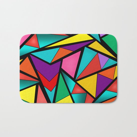 Abstract bright multicolored geometric pattern . 4 . Bath Mat