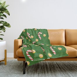 Christmas Pattern Green Candy Bauble Throw Blanket