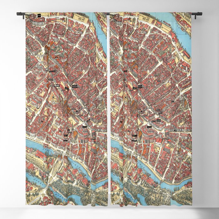 Vintage Map of Luebeck, Germany Blackout Curtain
