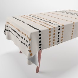 Ethnic Spotted Stripes, Ivory, Black, Terracotta Tablecloth