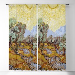 Vincent van Gogh Olive Trees with Yellow Sky and Sun Oil Painting Blackout Curtain