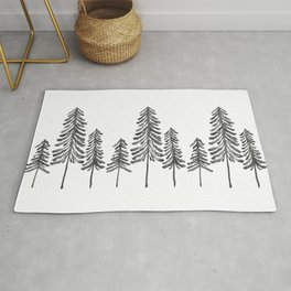 Pine Trees – Black Ink Area & Throw Rug