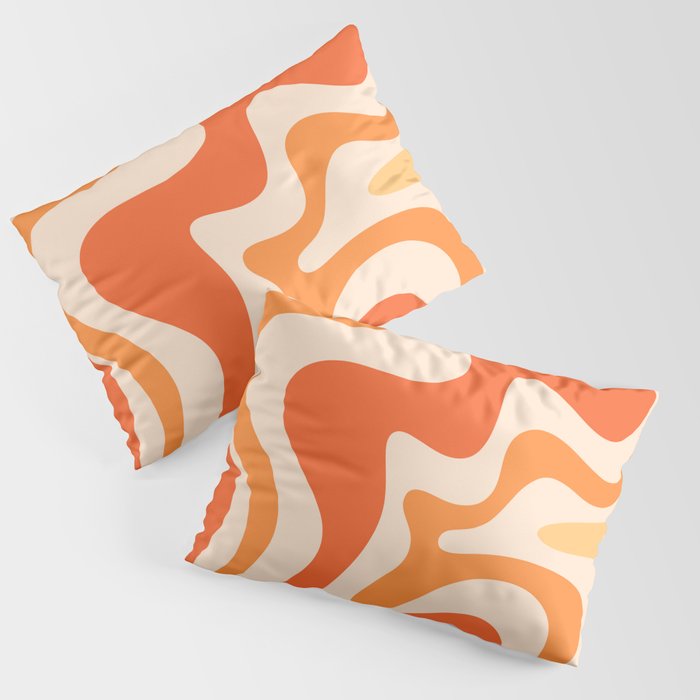 Tangerine Liquid Swirl Retro Abstract Pattern Pillow Sham