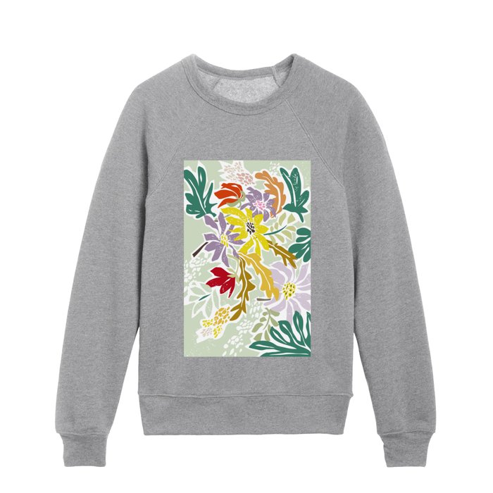 cosmopolitan flowers sage Kids Crewneck